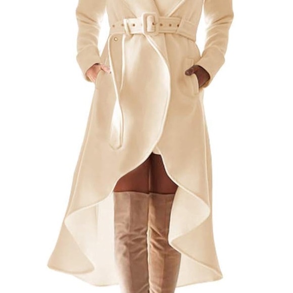 Medium navy blue wool trench coat with shawl collar - Picture 2 of 11